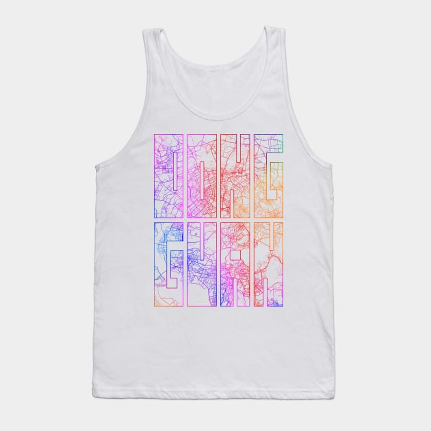 Dongguan, China City Map Typography - Colorful Tank Top by deMAP Studio